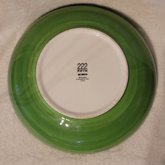 222 Fifth Rooster  Large Serving Bowl approx 13" X 3'" - Picture 6 of 9